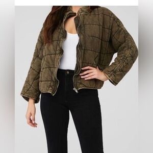 Free People Olive Quilted Jacket